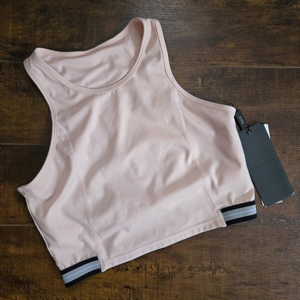 Glyder Ambition Bra Crop Top NWT Rosewater Black Gray Size Small